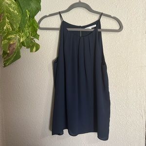 Violet + Claire Pleated Navy Tank Top